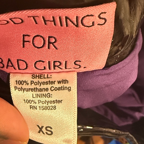 Vixen by Micheline Pitt Glossy Black Midi Skirt Sz.XS w/silver zip back - Picture 10 of 11